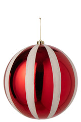 J-Line kerstbal polystyreen wit/rood large 25 cm