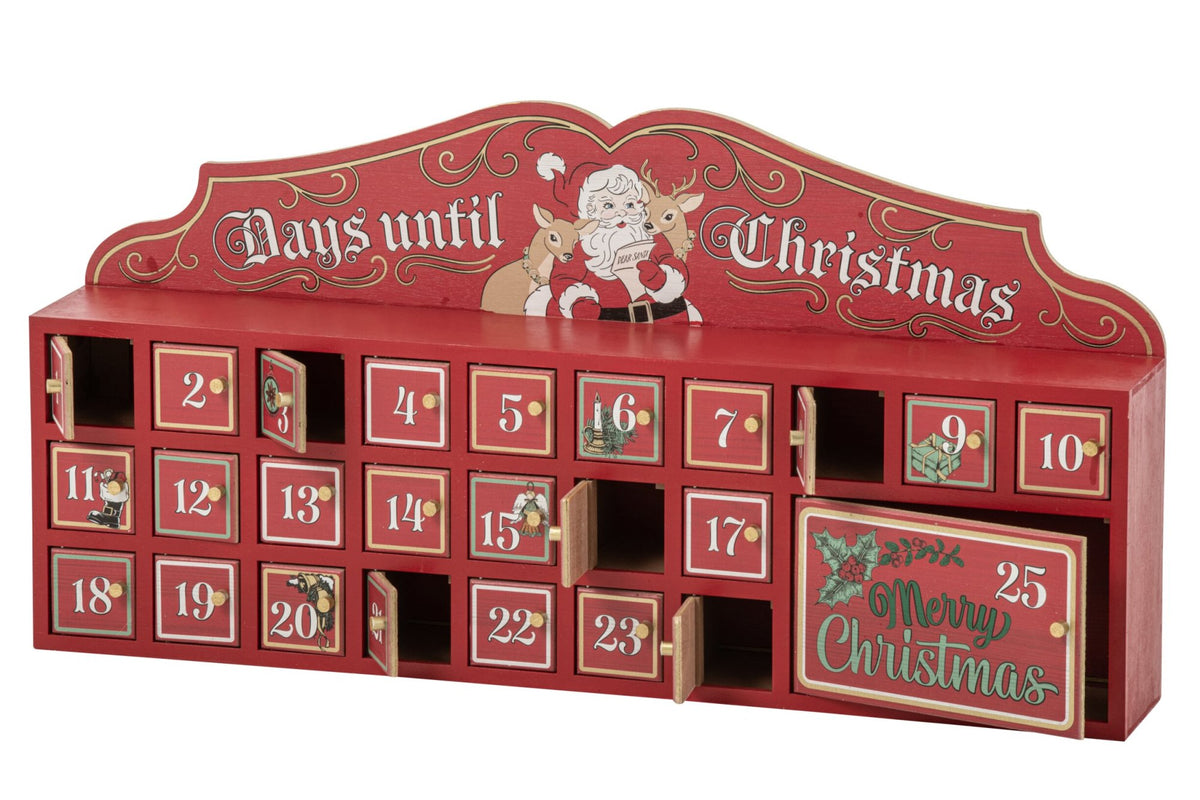 J-Line adventskalender hout wit/rood 80 cm
