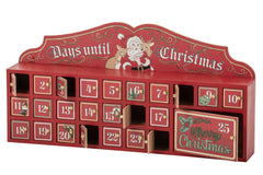 J-Line adventskalender hout wit/rood 80 cm