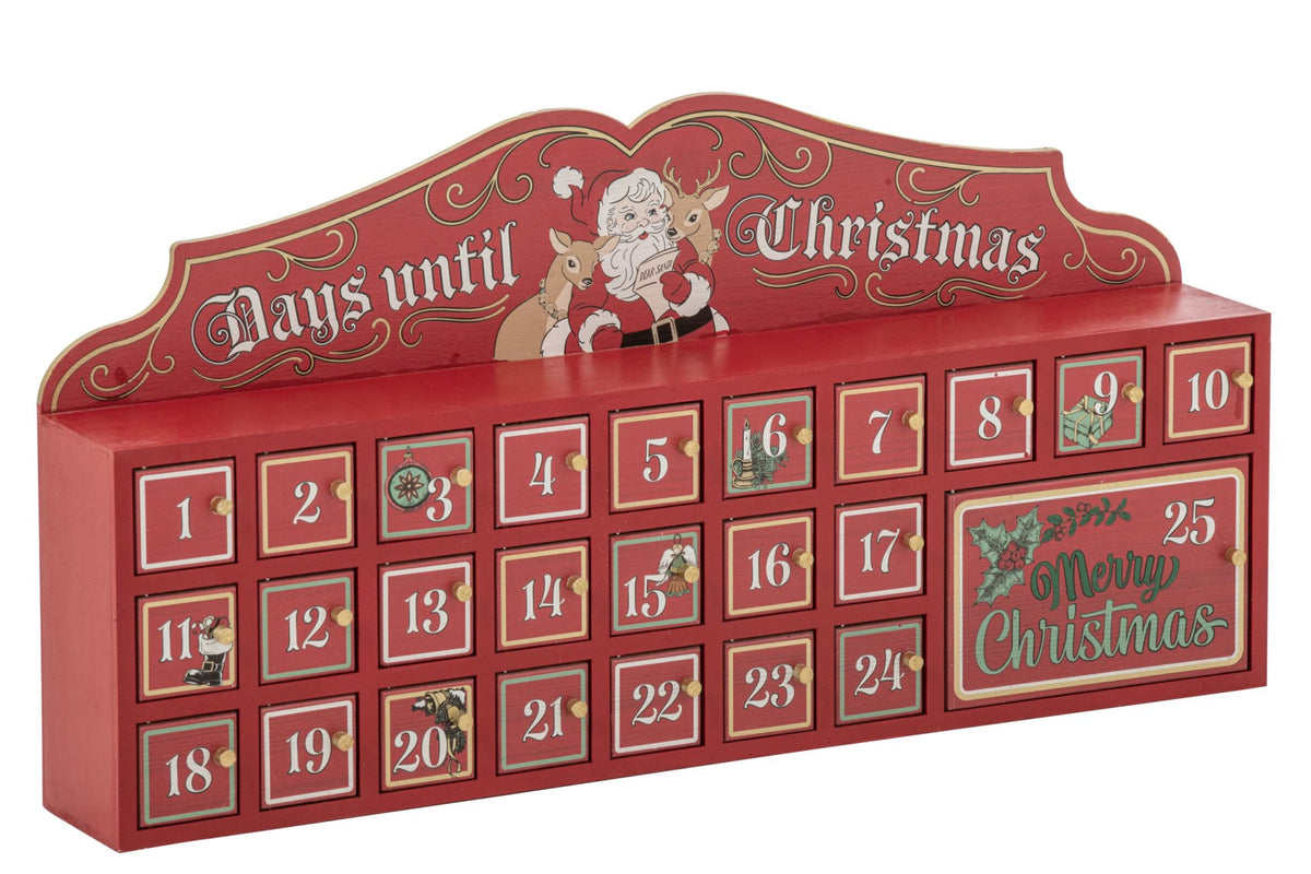 J-Line adventskalender hout wit/rood 80 cm