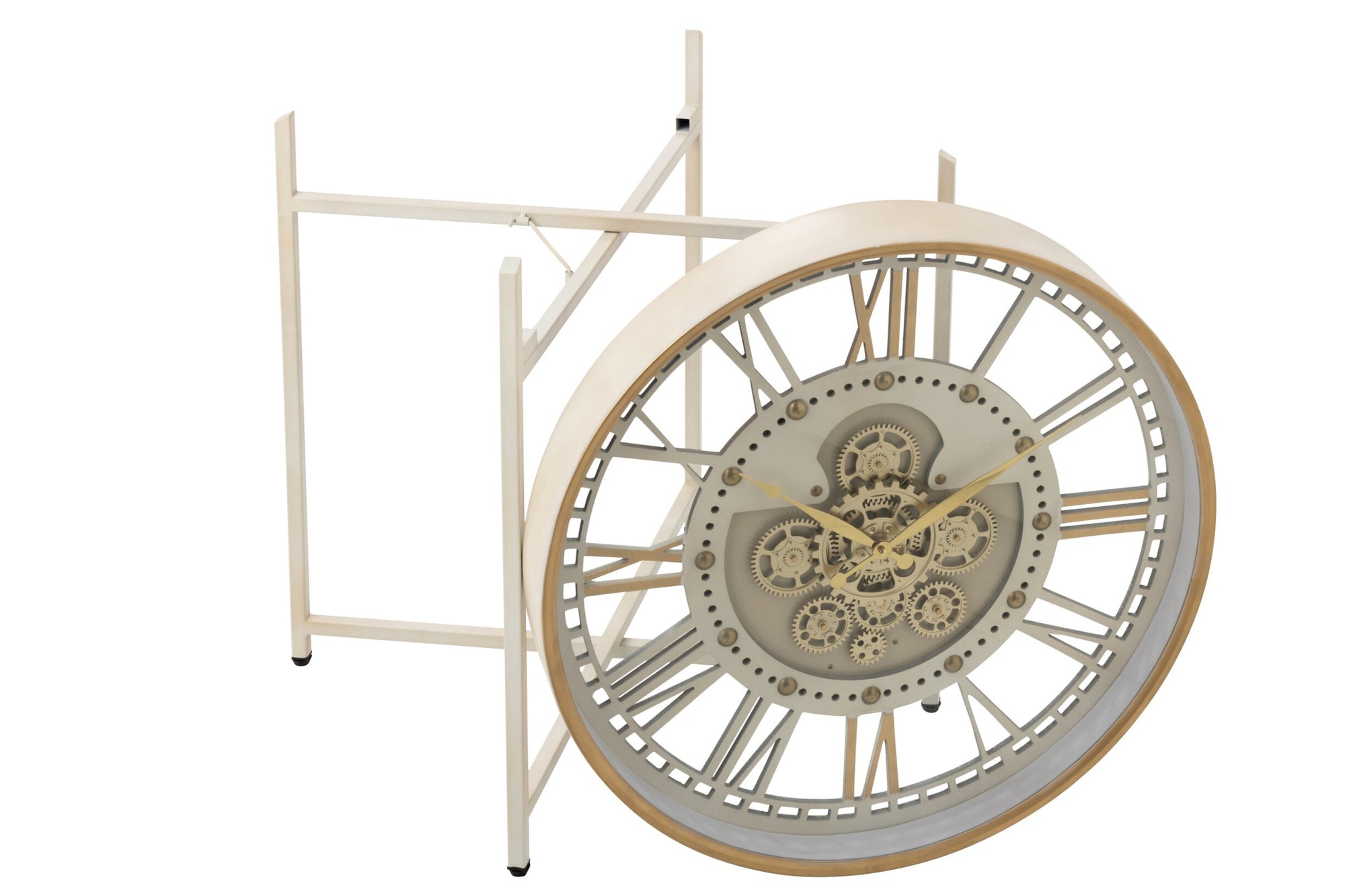 J-LINE SALONTAFEL CLOCK IJZER WIT/GOUD