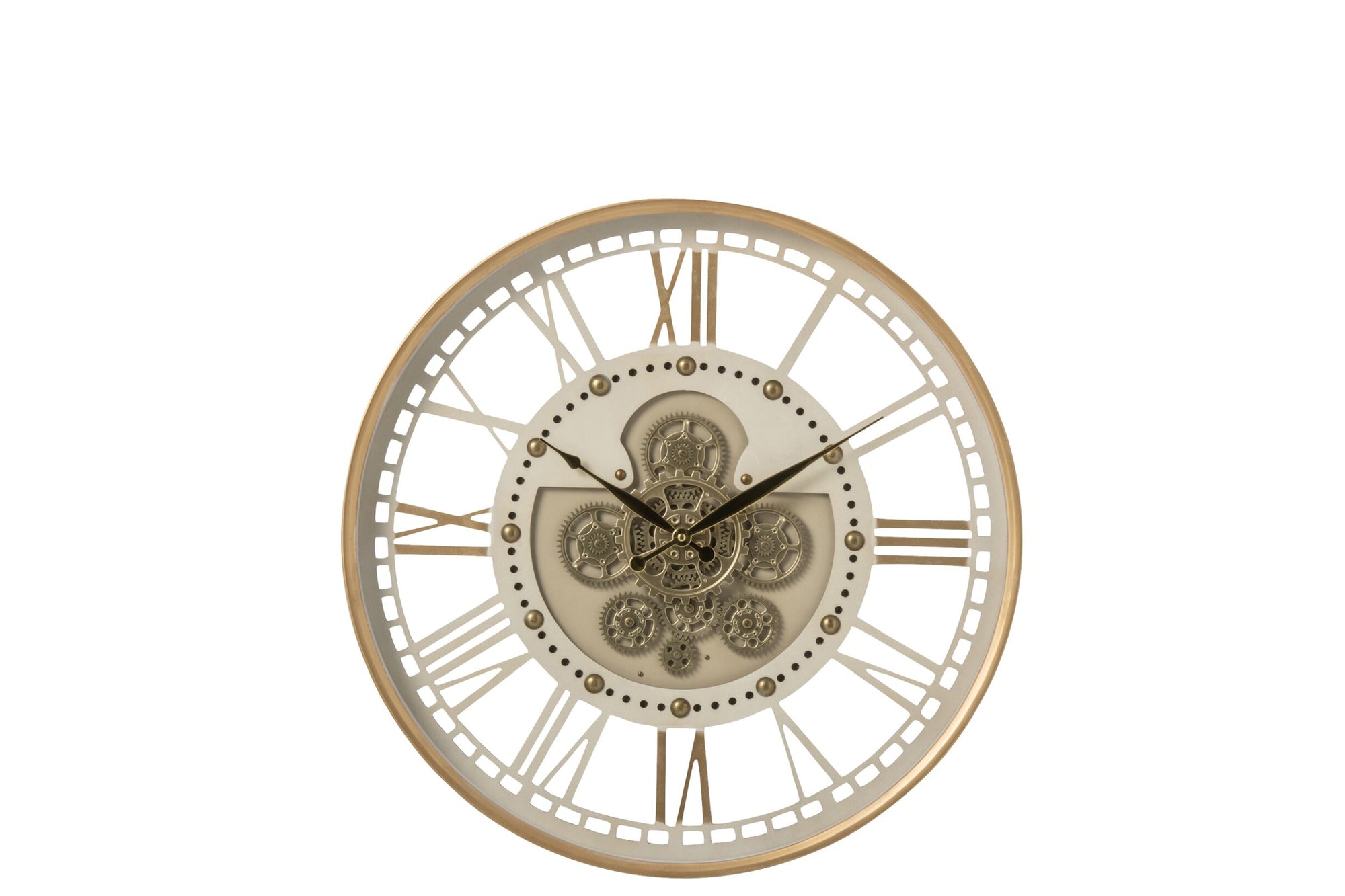 J-LINE SALONTAFEL CLOCK IJZER WIT/GOUD