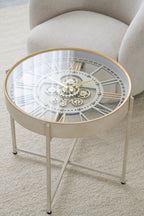 J-LINE SALONTAFEL CLOCK IJZER WIT/GOUD
