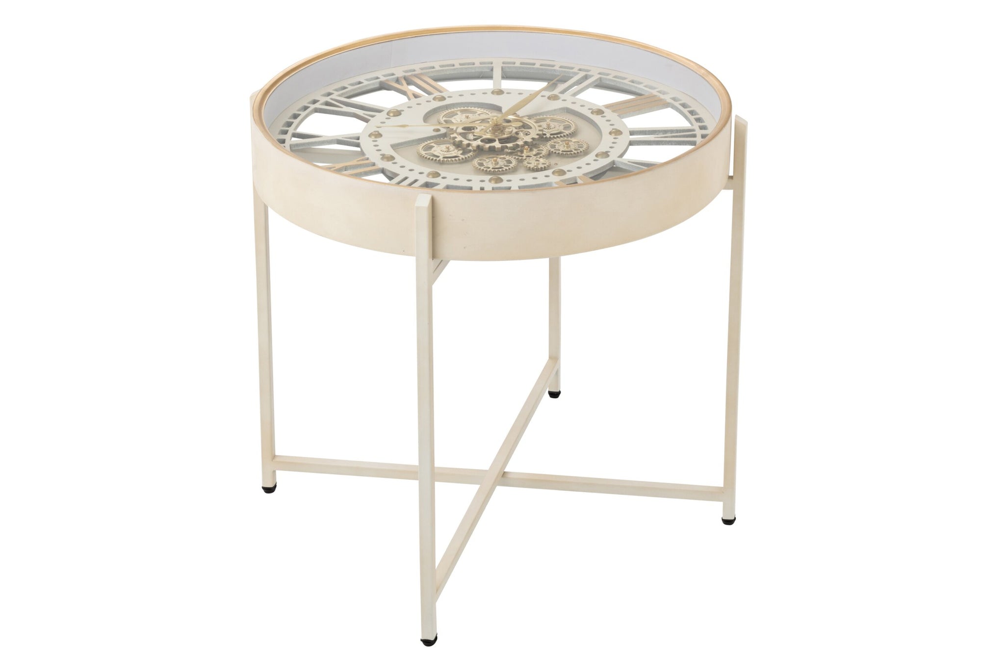 J-LINE SALONTAFEL CLOCK IJZER WIT/GOUD