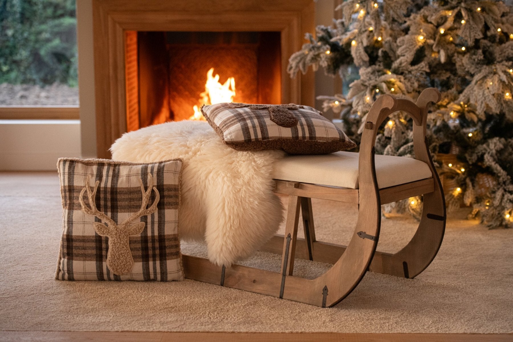 J-LINE SALONTAFEL SLED GRENENHOUT NATUREL/ECRU