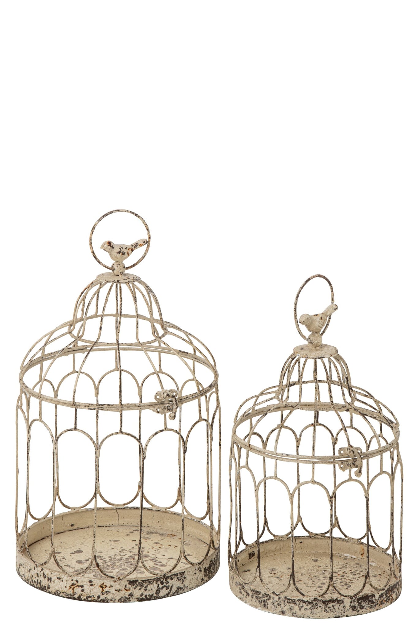 J-LINE SET VAN 2 VOGELHUISJES METAAL WIT 40 CM
