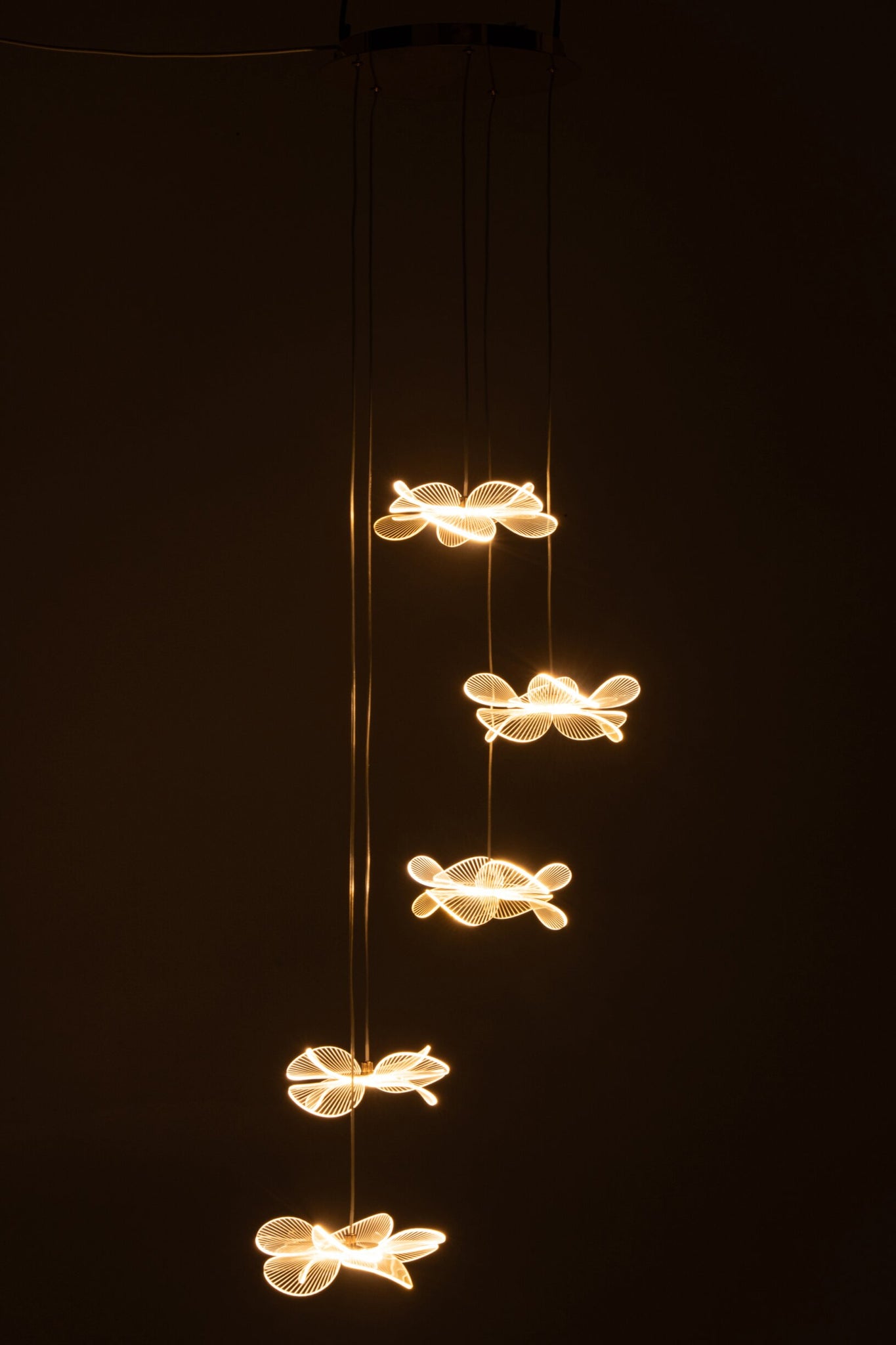 J-LINE LED HANGLAMP FLOWER ACRYL/METAAL GOUD 150 CM