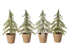 J-LINE KUNSTKERSTBOOM IN POT POLYETHYLEEN GROEN/NATUREL 27 CM – ASSORTIMENT VAN 4