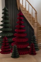 J-Line decoratieve kerstboom papier rood klein 40 cm