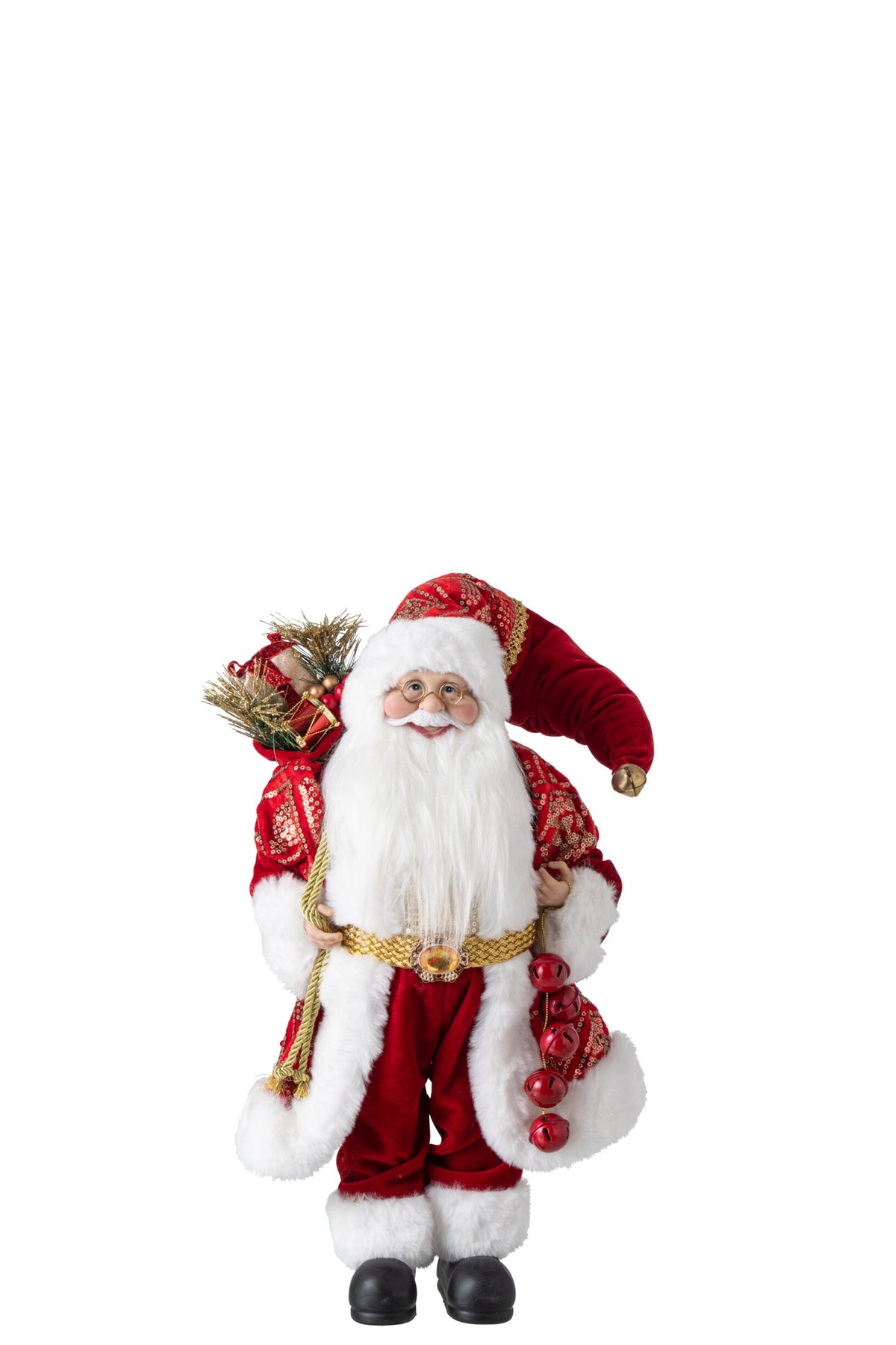 J-Line kerstman kunststof/stof rood klein 45 cm
