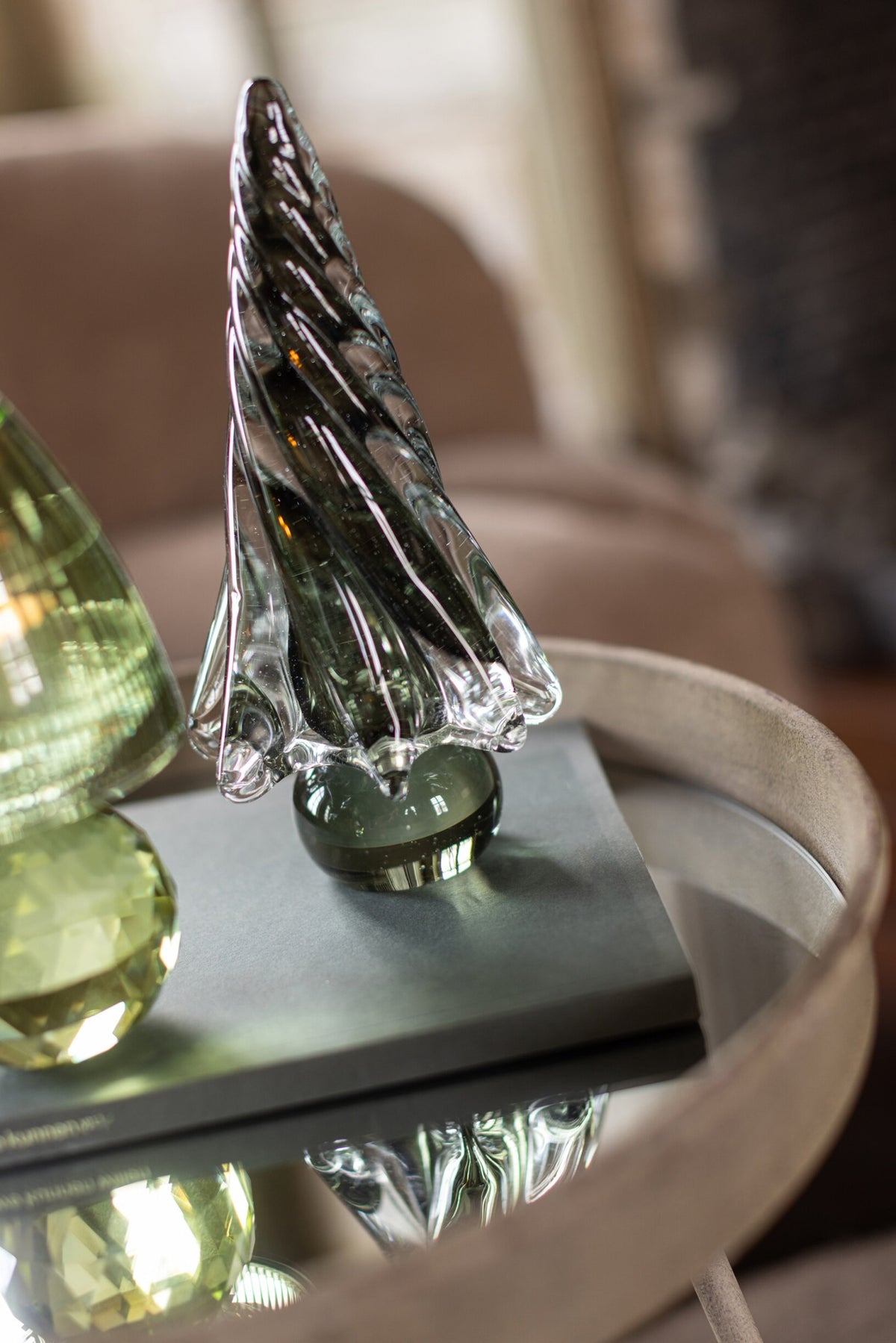 J-Line decoratieve kerstboom glas groen 24 cm