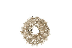 J-LINE KERSTKRANS SPARKLING ZILVER/BEIGE/CHAMPAGNE KLEIN 46 CM