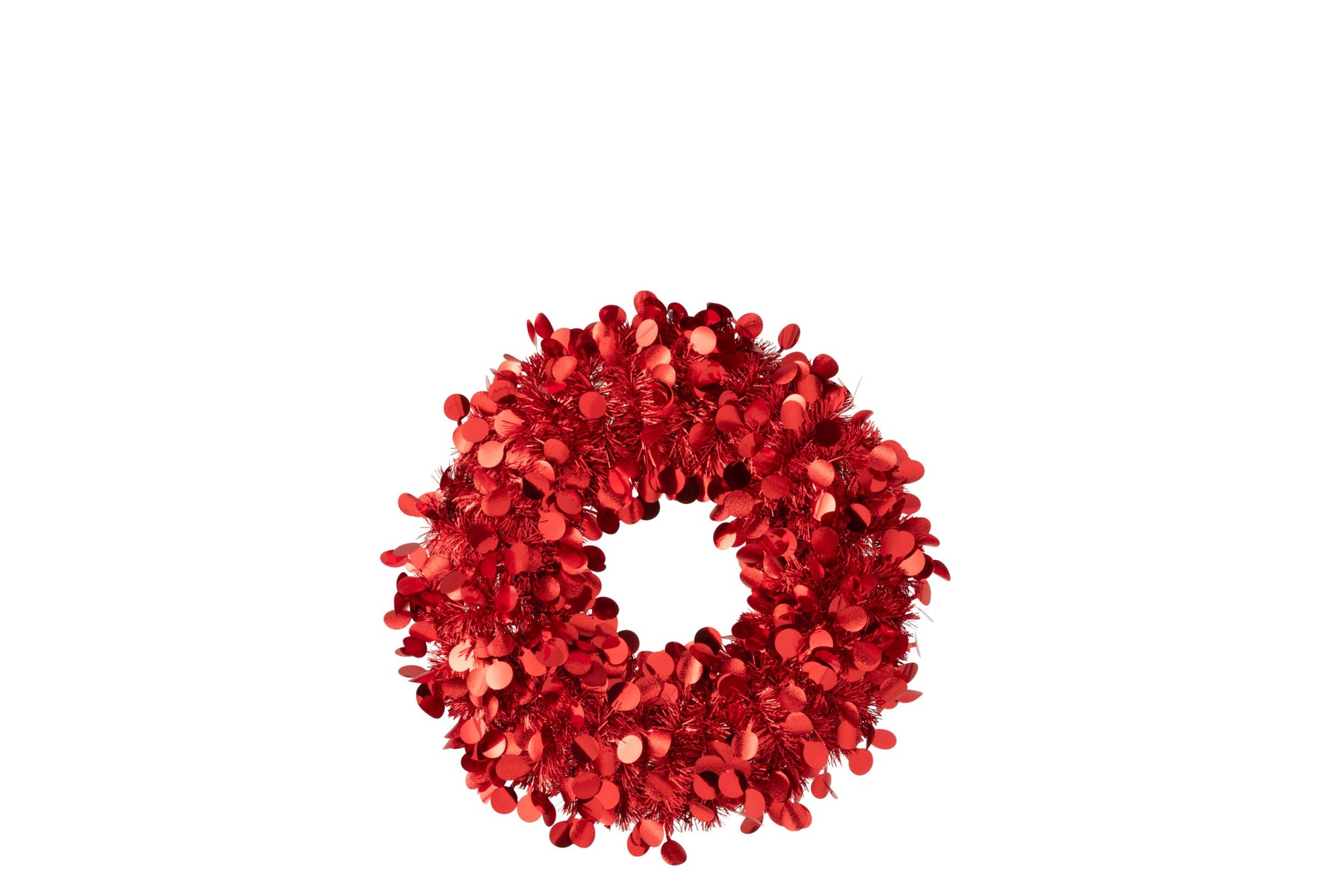 J-LINE KERSTKRANS SPARKLING POLYSTYREEN/PET ROOD KLEIN 46 CM