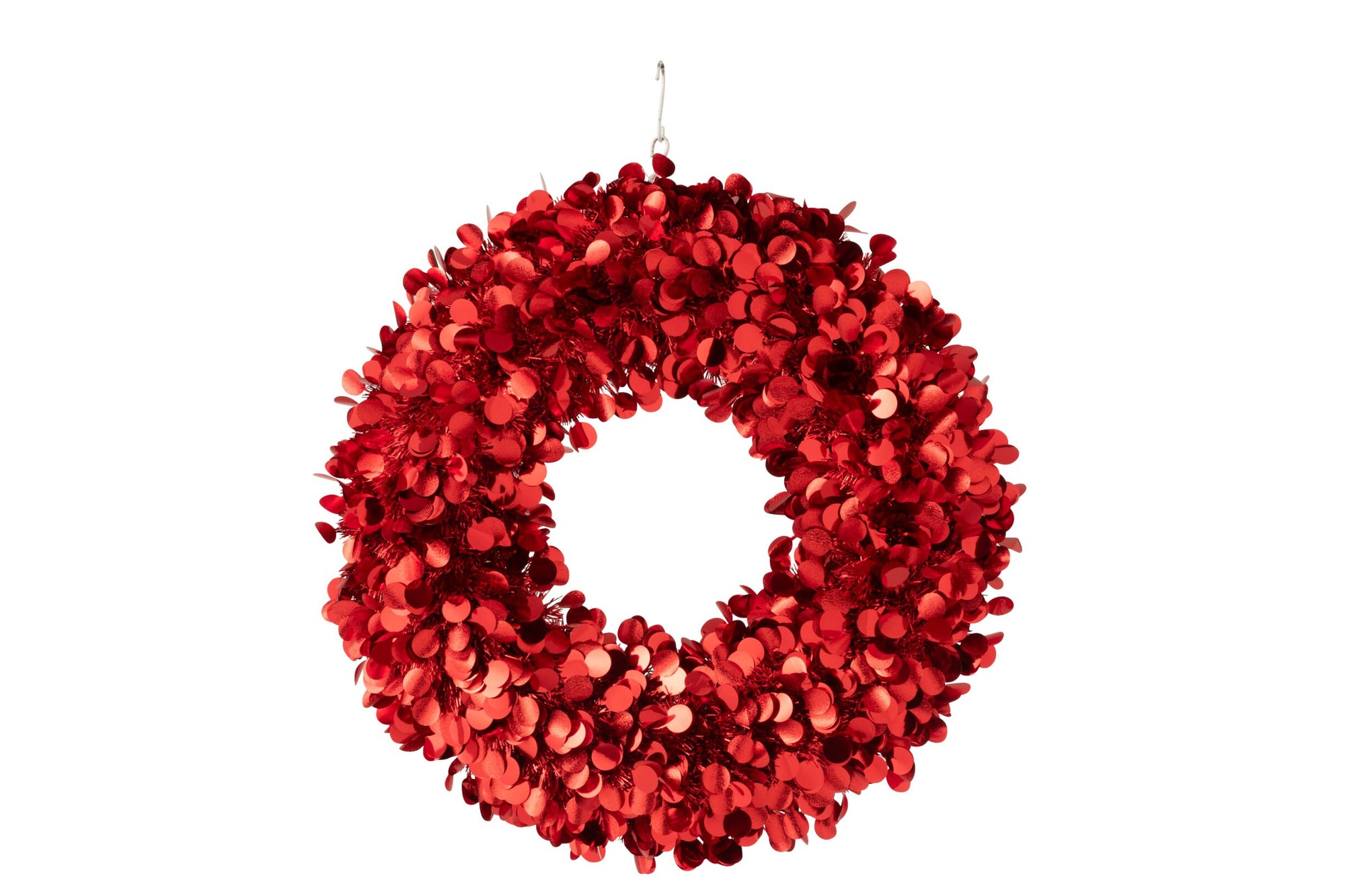 J-LINE KERSTKRANS SPARKLING POLYSTYREEN/PET ROOD MEDIUM 60 CM
