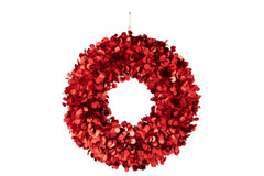 J-LINE KERSTKRANS SPARKLING POLYSTYREEN/PET ROOD MEDIUM 60 CM