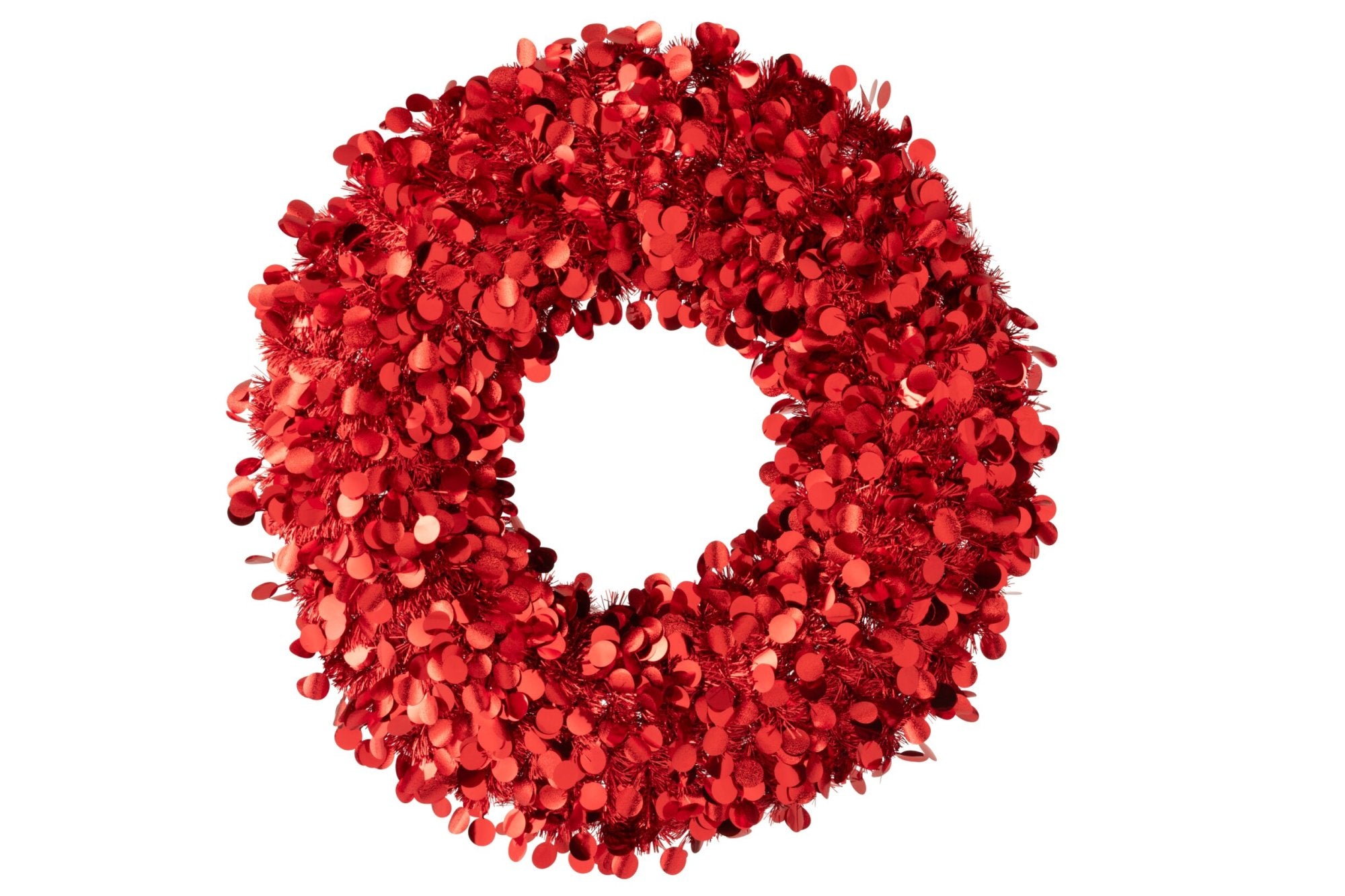 J-LINE KERSTKRANS SPARKLING POLYSTYREEN/PET ROOD LARGE 75 CM