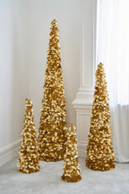 J-Line decoratieve kerstboom Sparkling polystyreen/PET goud large 132,5 cm