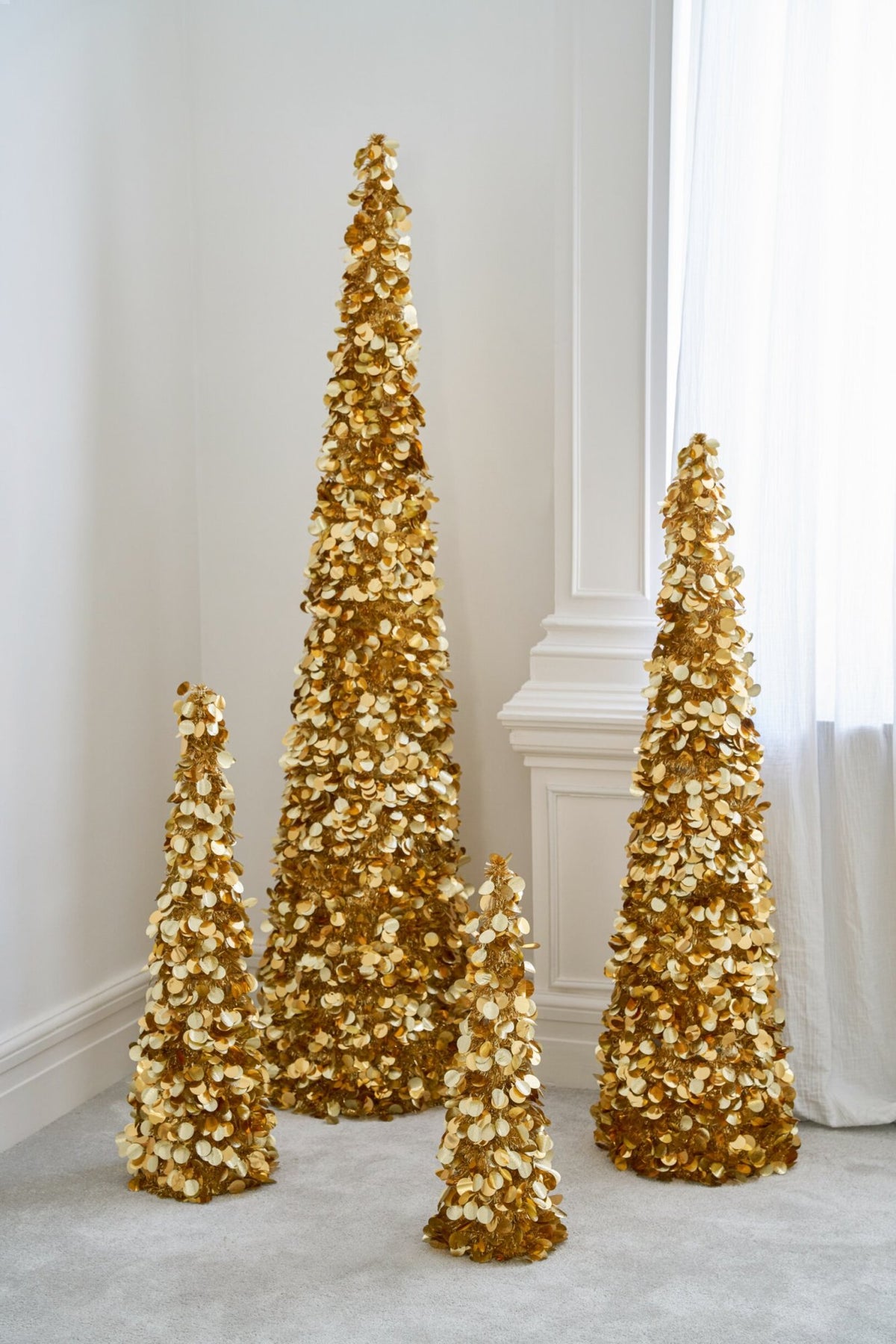 J-Line decoratieve kerstboom Sparkling polystyreen/PET goud large 132,5 cm
