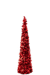 J-Line decoratieve kerstboom Sparkling polystyreen/PET rood large 132,5 cm