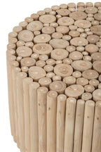 J-LINE SALONTAFEL ROND TEAKHOUT NATUREL KLEIN