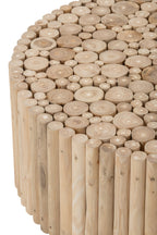 J-LINE SALONTAFEL ROND TEAKHOUT NATUREL GROOT