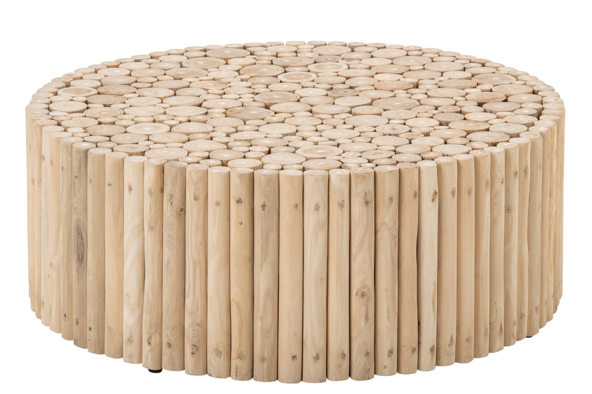J-LINE SALONTAFEL ROND TEAKHOUT NATUREL GROOT
