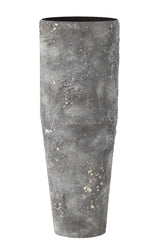 J-LINE VASE CYLINDER ROUGH METAL GREY