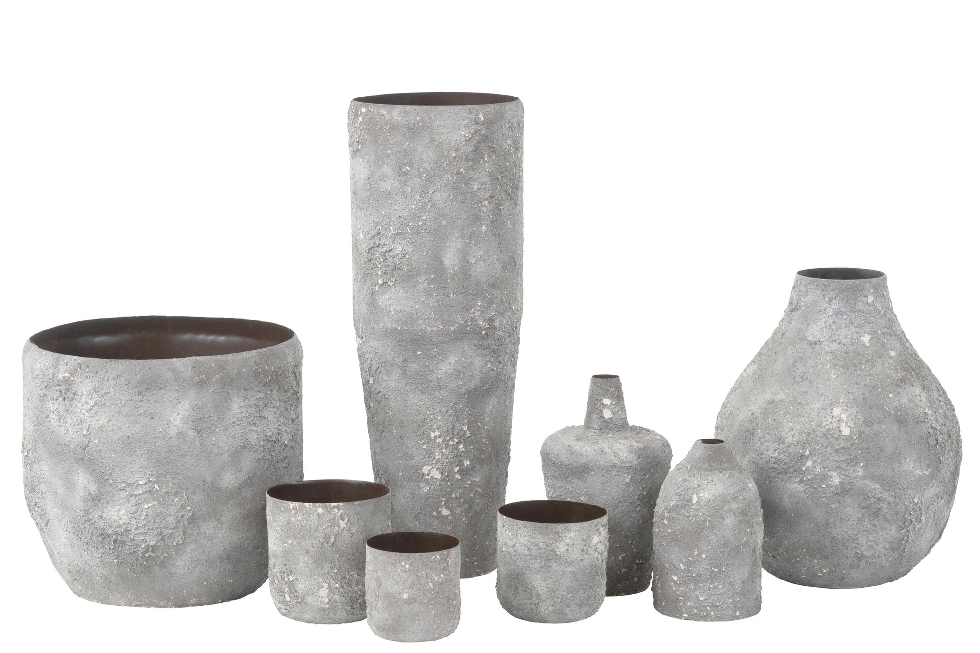 J-LINE VASE CYLINDER ROUGH METAL GREY
