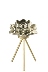 Tealight Holder On Foot Flower Glass Grey Small - Tuincentrum Lopik