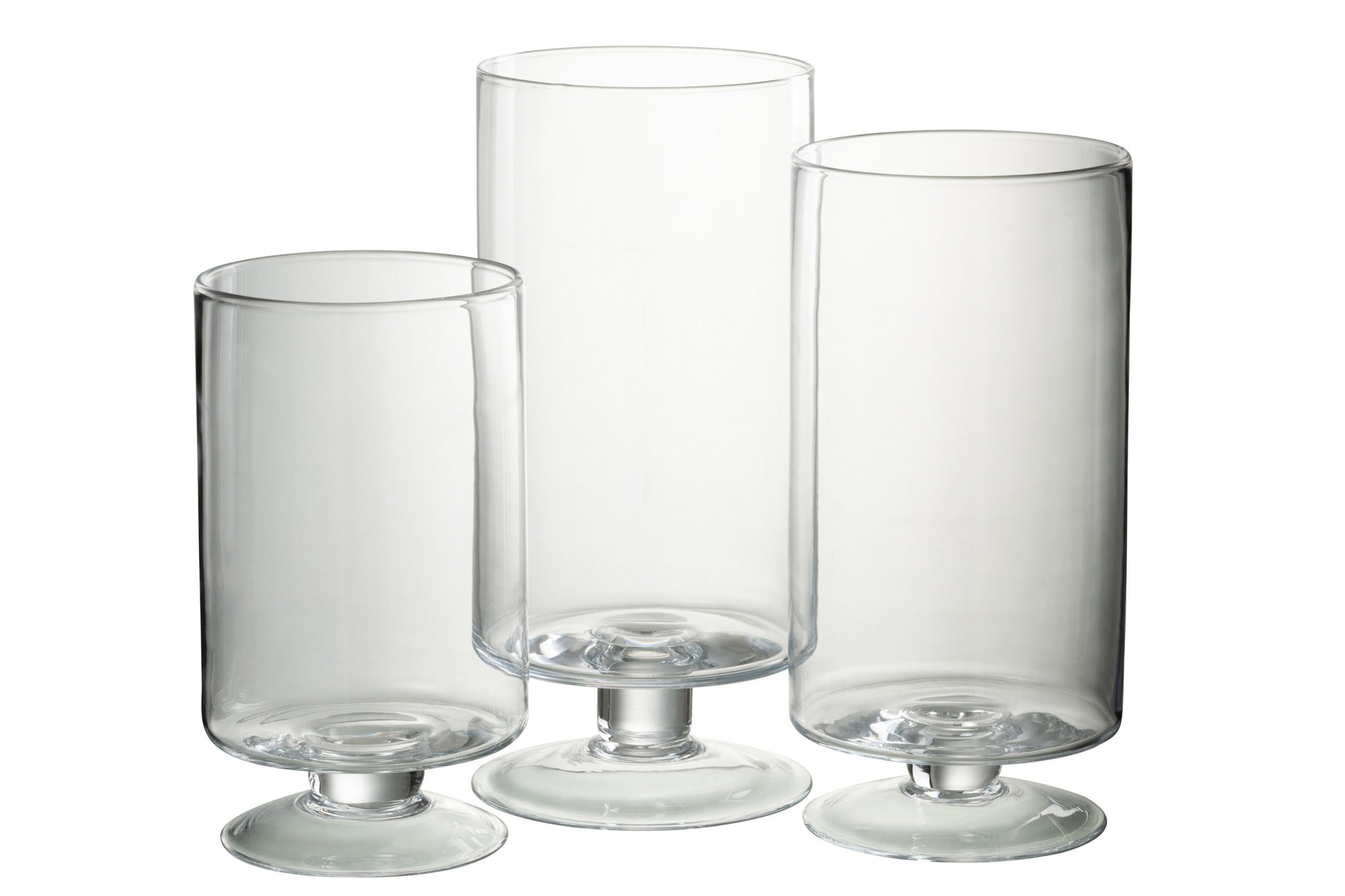 J-LINE WINDLICHT OP VOET ROND GLAS TRANSPARANT GROOT - Tuincentrum Lopik