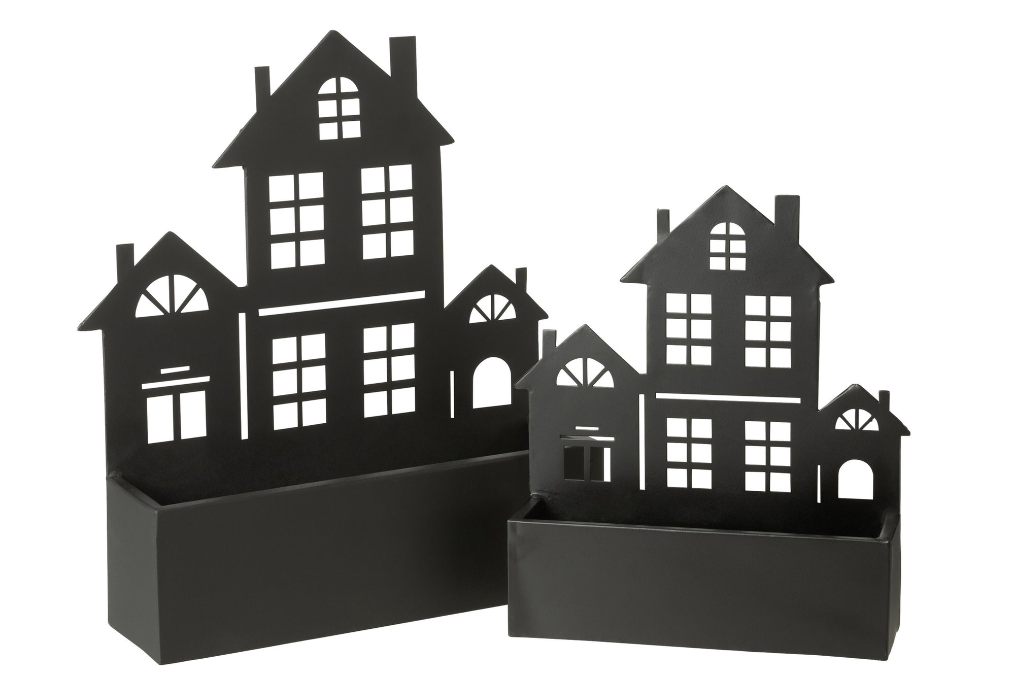 J-LINE WANDDECORATIE BLOEMPOT HUIS METAAL ZWART GROOT - Tuincentrum Lopik
