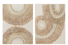 J-LINE WANDDECORATIE IBIZA CANVAS/SCHILDERIJ CRÈME/WIT SET VAN 2 120X90 CM - Tuincentrum Lopik