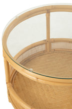 J-LINE SALONTAFEL JOVELYNE ROTAN + GLAS NATUREL 70 X 70 CM - Tuincentrum Lopik