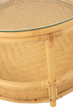 J-LINE SALONTAFEL JOVELYNE ROTAN + GLAS NATUREL 70 X 70 CM - Tuincentrum Lopik
