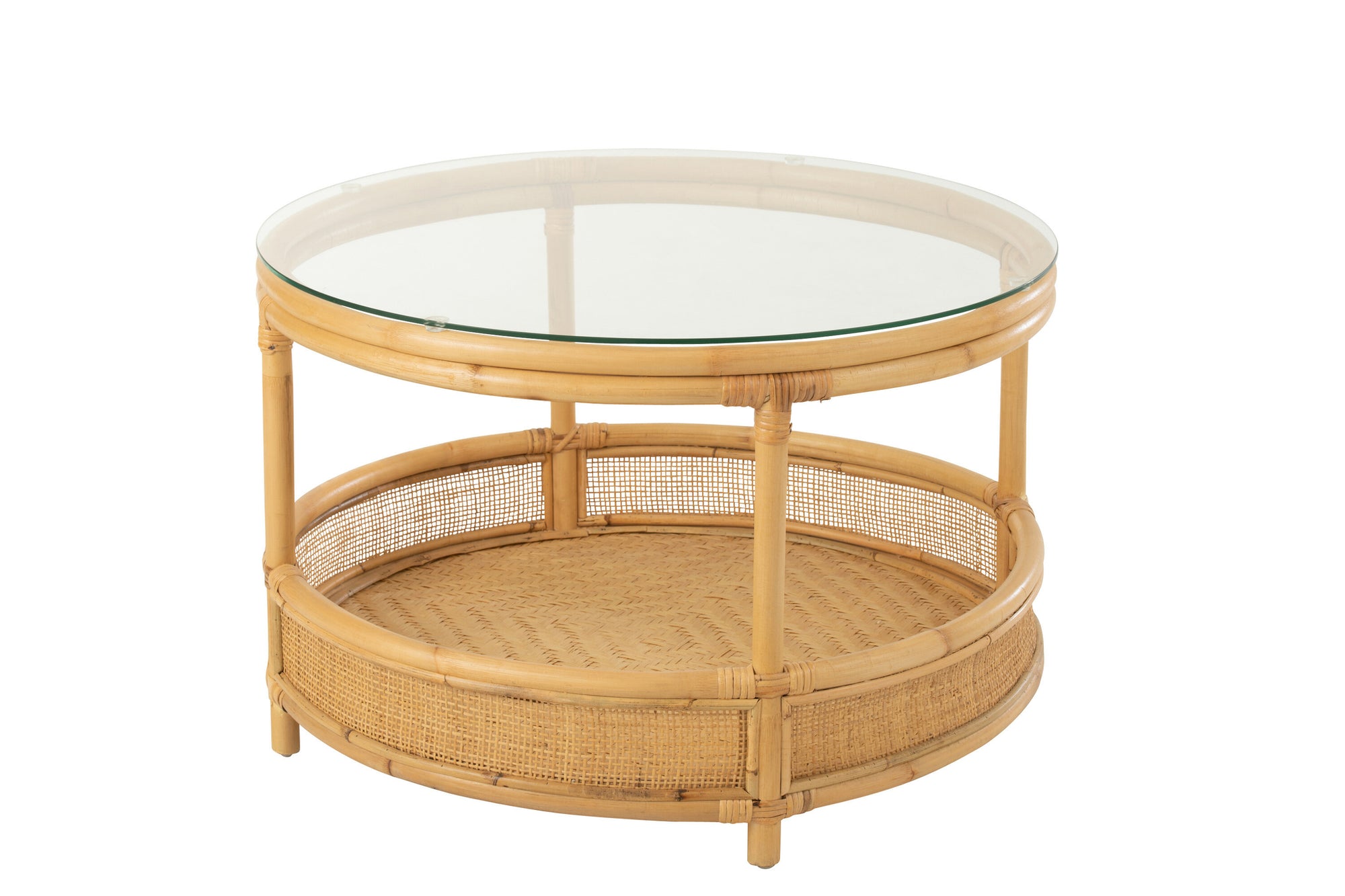 J-LINE SALONTAFEL JOVELYNE ROTAN + GLAS NATUREL 70 X 70 CM - Tuincentrum Lopik