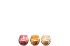 J-LINE WAXINELICHTHOUDER BLADRAND ROND GLAS - MIX - SET VAN 3 - Tuincentrum Lopik