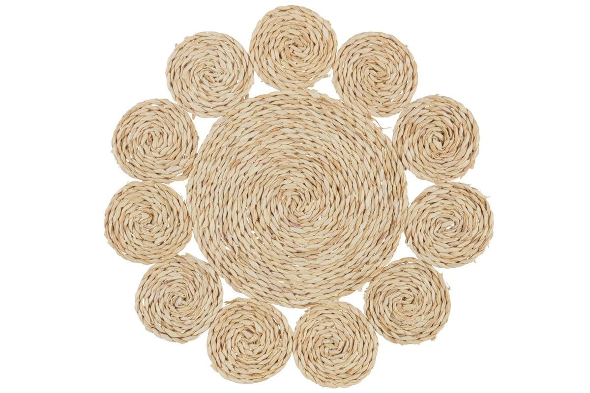 Placemat Ronde Bloem Maisblad Natuurlijk