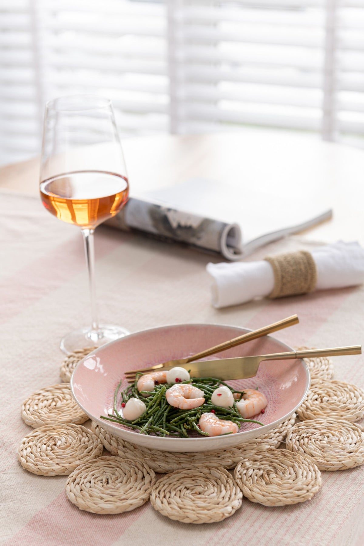 Placemat Ronde Bloem Maisblad Natuurlijk