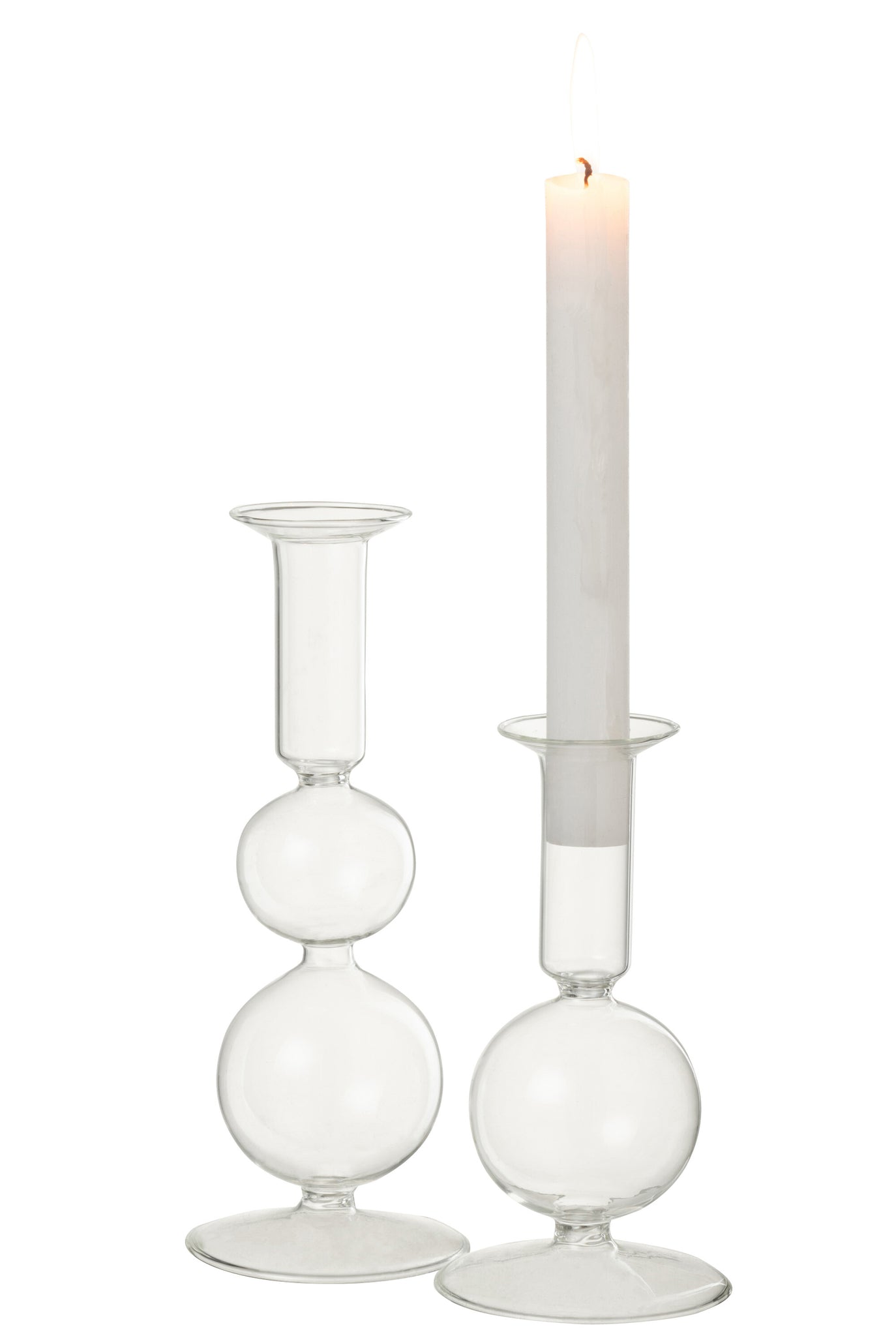 J-LINE KAARSENHOUDER 2 ORBS GLAS TRANSPARANT GROOT - Tuincentrum Lopik