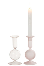 J-LINE KAARSENHOUDER 1 ORB MAT/TRANSPARANT GLAS LICHTROZE SET VAN 2 - Tuincentrum Lopik
