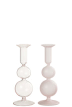 J-LINE KAARSENHOUDER 2 ORBS MAT/TRANSPARANT GLAS LICHTROZE SET VAN 2 - Tuincentrum Lopik