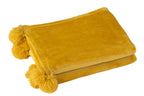 J-LINE PLAID POMPOM POLYESTER OCHRE - Tuincentrum Lopik