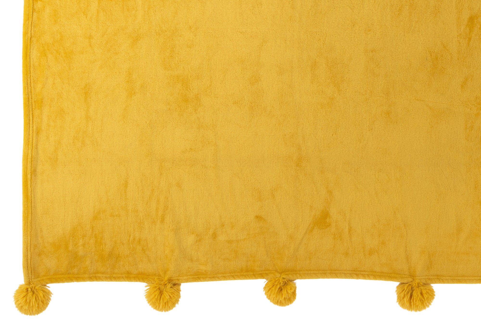 J-LINE PLAID POMPOM POLYESTER OCHRE - Tuincentrum Lopik