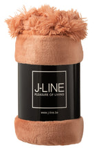J-LINE PLAID POMPOM POLYESTER PERZIK - Tuincentrum Lopik