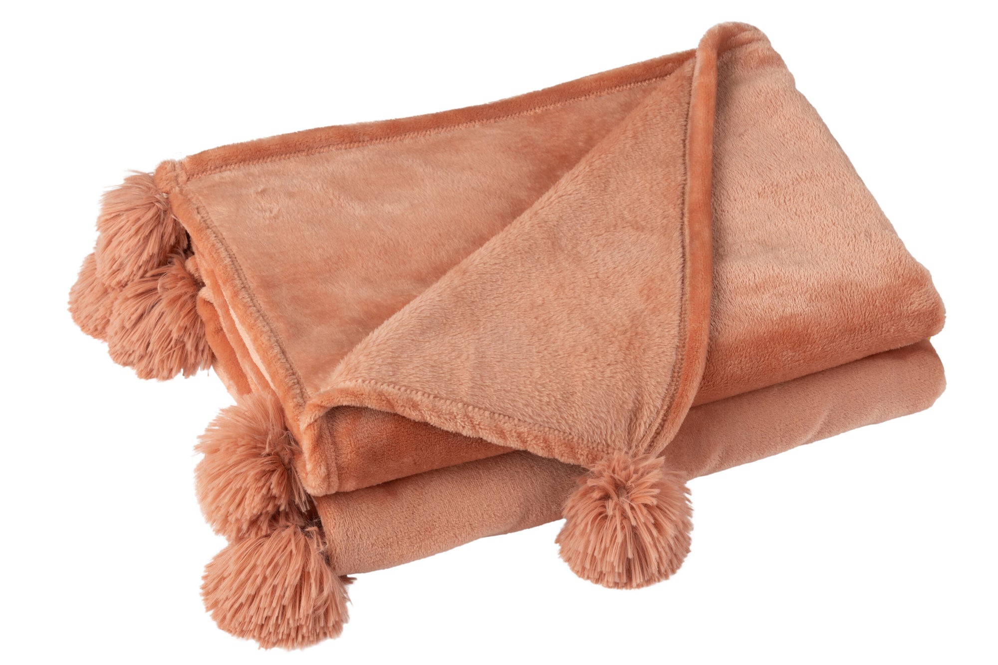 J-LINE PLAID POMPOM POLYESTER PERZIK - Tuincentrum Lopik