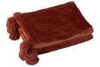 J-LINE PLAID POMPOM POLYESTER MARSALA - Tuincentrum Lopik