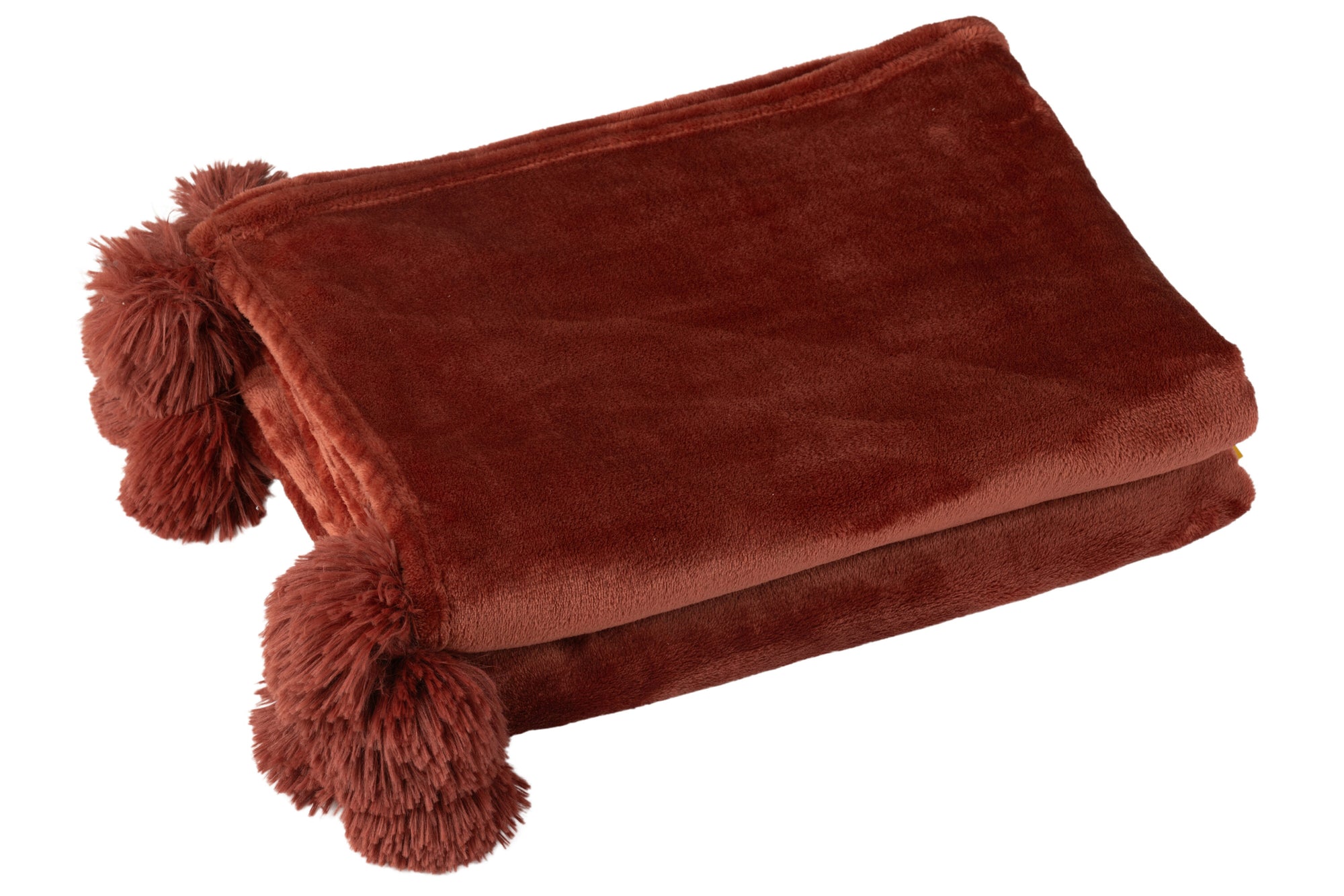 J-LINE PLAID POMPOM POLYESTER MARSALA - Tuincentrum Lopik