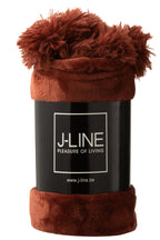 J-LINE PLAID POMPOM POLYESTER MARSALA - Tuincentrum Lopik
