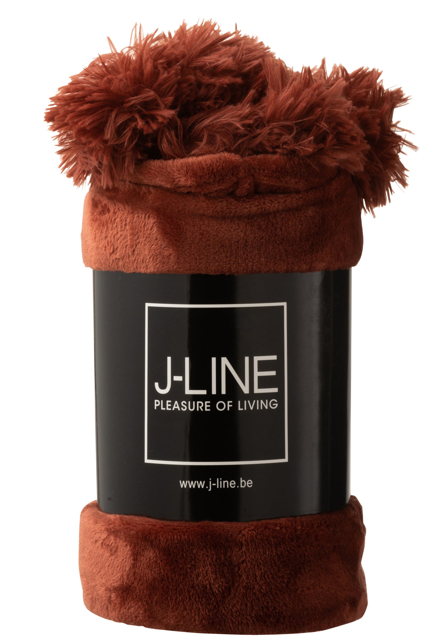 J-LINE PLAID POMPOM POLYESTER MARSALA - Tuincentrum Lopik