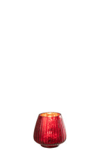 Tealight Holder Ribbed Glass Red - Tuincentrum Lopik